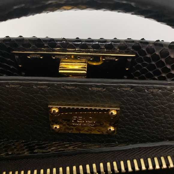 Fendi Peekaboo Fit Dark Brown Python Exotic Leather Bag for Men/Women - Picture 5 of 15